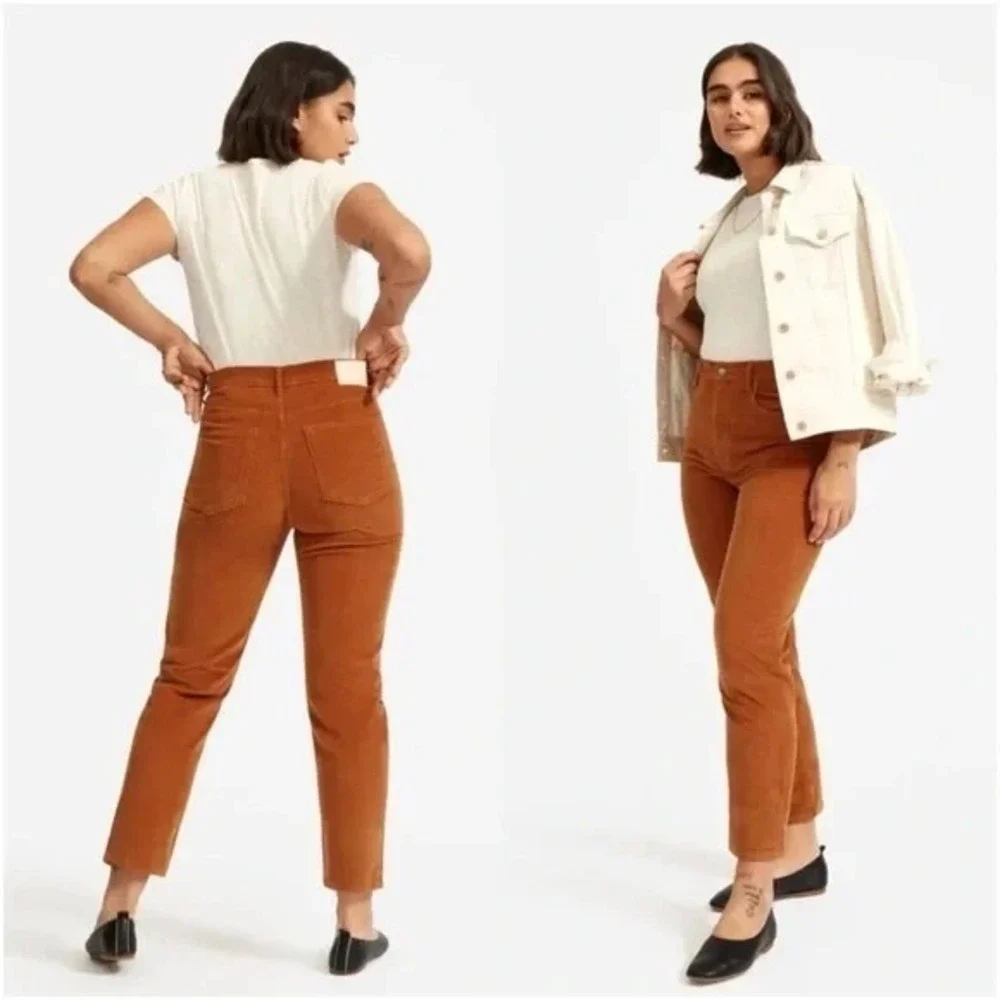 Everlane Baby Cord Cheeky Pants Regular Rust Straight Leg Corduroy Sz 33 Jeans - Picture 1 of 6